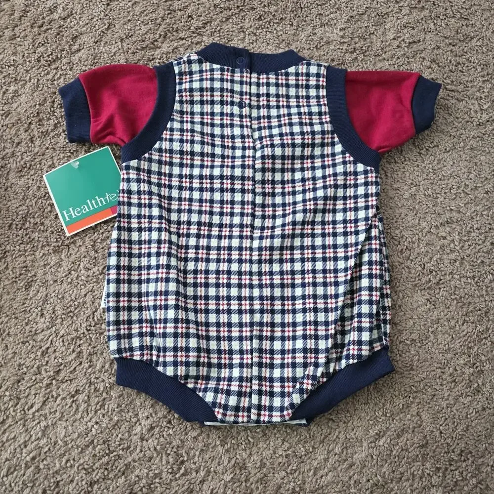 Lot Of 3 Vtg NOS Health Tex Baby Boy Bodysuits Rompers Size 6-9M 70s 90s Summer